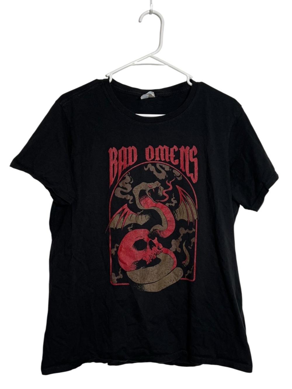 Bad Omens Snake Skull Graphic Heavy Metal Rock Band Concert T Shirt Womens XL
